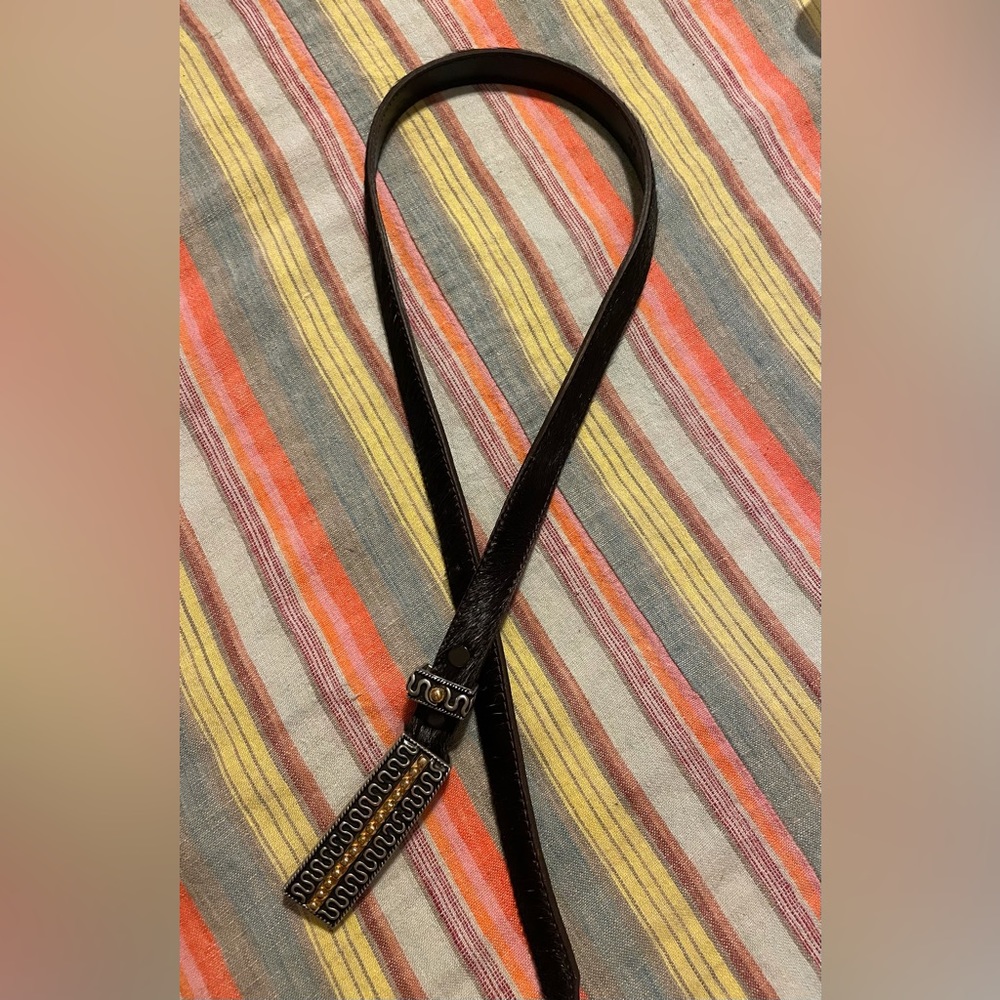 vintage Vicenza buckle and cow fur belt